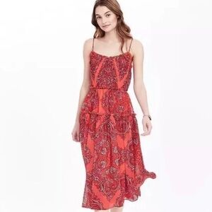 NWOT Banana Republic Red Paisley Midi Dress